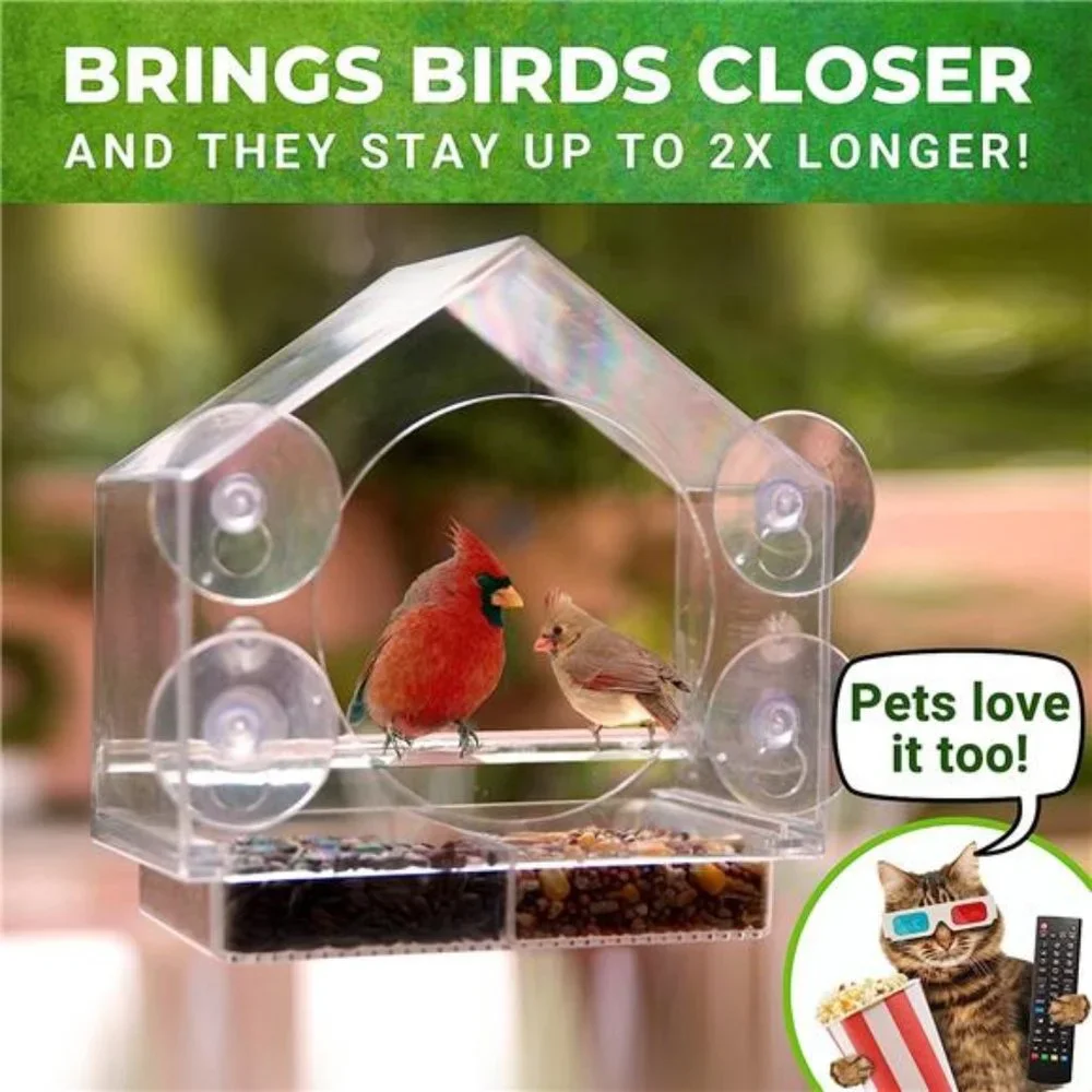 Premium Clear Plastic Window Bird Feeder for Outside - Window Bird Feeders